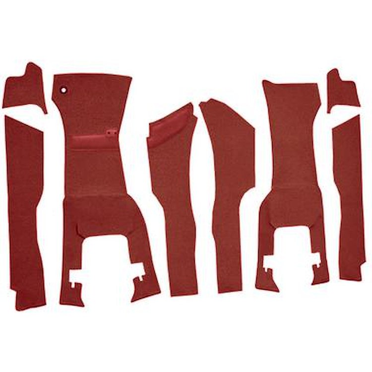 VT1172202 1963 Chevrolet Corvette; Front Cut & Sewn Carpet Set; w/ Tool Box Cut Out; w/o Heel Pad; Loop; Red