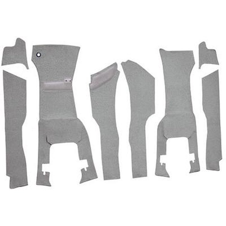 VT1172223 1963 Chevrolet Corvette; Front Cut & Sewn Carpet Set; w/ Tool Box Cut Out; w/o Heel Pad; Loop; Silver