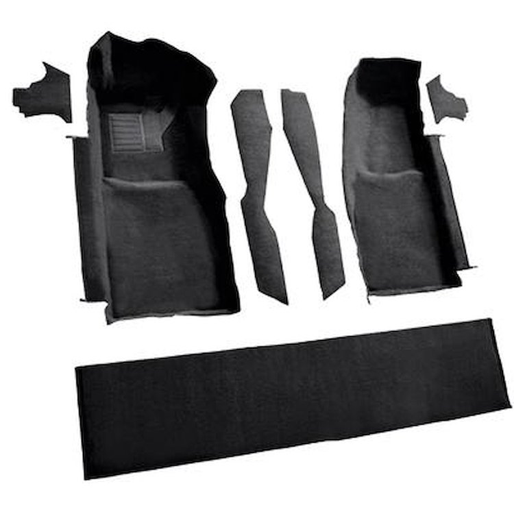 VT1296101 1978-80 Chevrolet Corvette; Front Molded Carpet Set; w/ Console Strips, Kick Panels & Door Panels; Cutpile; Black