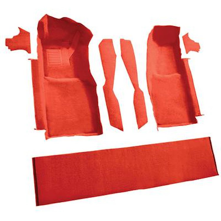 VT1296102 1978-80 Chevrolet Corvette; Front Molded Carpet Set; w/ Console Strips, Kick Panels & Door Panels; Cutpile; Firethorn/
