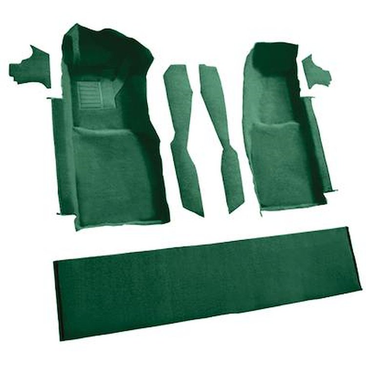 VT1296113 1978-80 Chevrolet Corvette; Front Molded Carpet Set; w/ Console Strips, Kick Panels & Door Panels; Cutpile; Dark Green