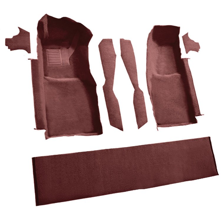 VT1296175 1978-80 Chevrolet Corvette; Front Molded Carpet Set; w/ Console Strips, Kick Panels & Door Panels; Cutpile; Claret / O