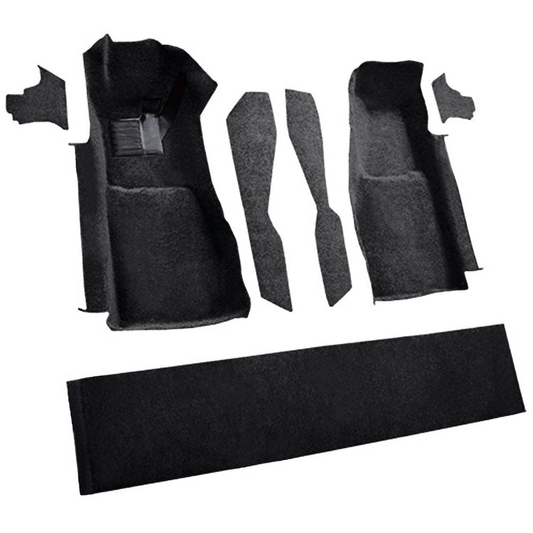 VT1296501 1981-82 Chevrolet Corvette; Front Molded Carpet Set; w/ Console Strips, Kick Panels & Door Panels; Cutpile; Black