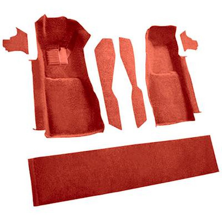 VT1296521 1981-82 Chevrolet Corvette; Front Molded Carpet Set; w/ Console Strips, Kick Panels & Door Panels; Cutpile; Red