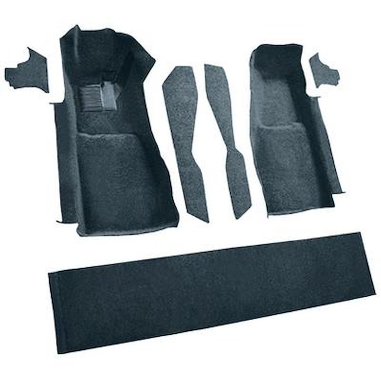 VT1296553 1981-82 Chevrolet Corvette; Front Molded Carpet Set; w/ Console Strips, Kick Panels & Door Panels; Cutpile; Blue