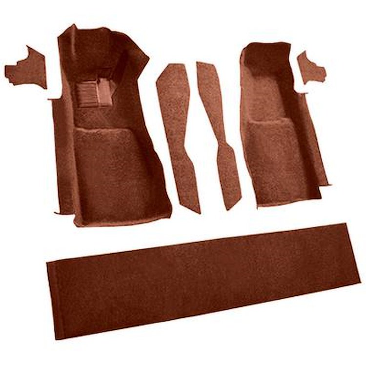 VT1296579 1981-82 Chevrolet Corvette; Front Molded Carpet Set; w/ Console Strips, Kick Panels & Door Panels; Cutpile; Cinnabar