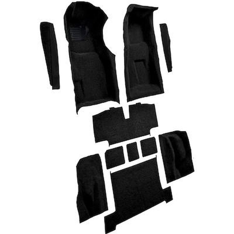 VT1701301 1969-70 Chevrolet Corvette; 4-Speed; Complete Molded Carpet Set; w/ Heel Pad & Toe Pad; Cutpile; Black