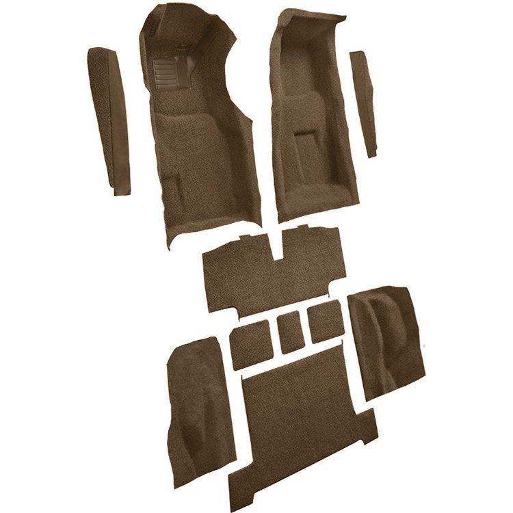 VT1701317 1969-70 Chevrolet Corvette; 4-Speed; Complete Molded Carpet Set; w/ Heel Pad & Toe Pad; Cutpile; Medium Saddle