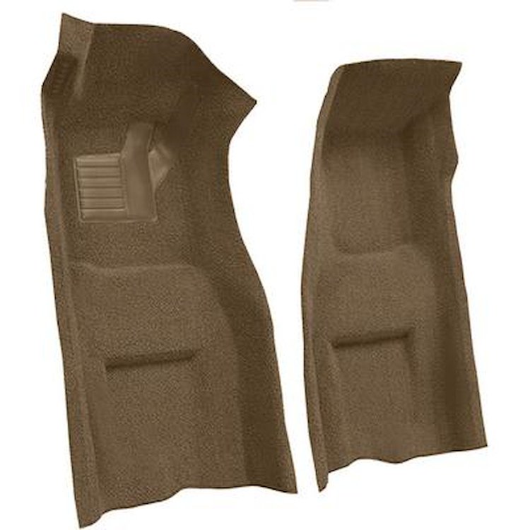 VT1701717 1969-70 Chevrolet Corvette; 4-Speed; Front Molded Carpet Set; w/ Heel Pad; & Toe Pad; Cutpile; Medium Saddle