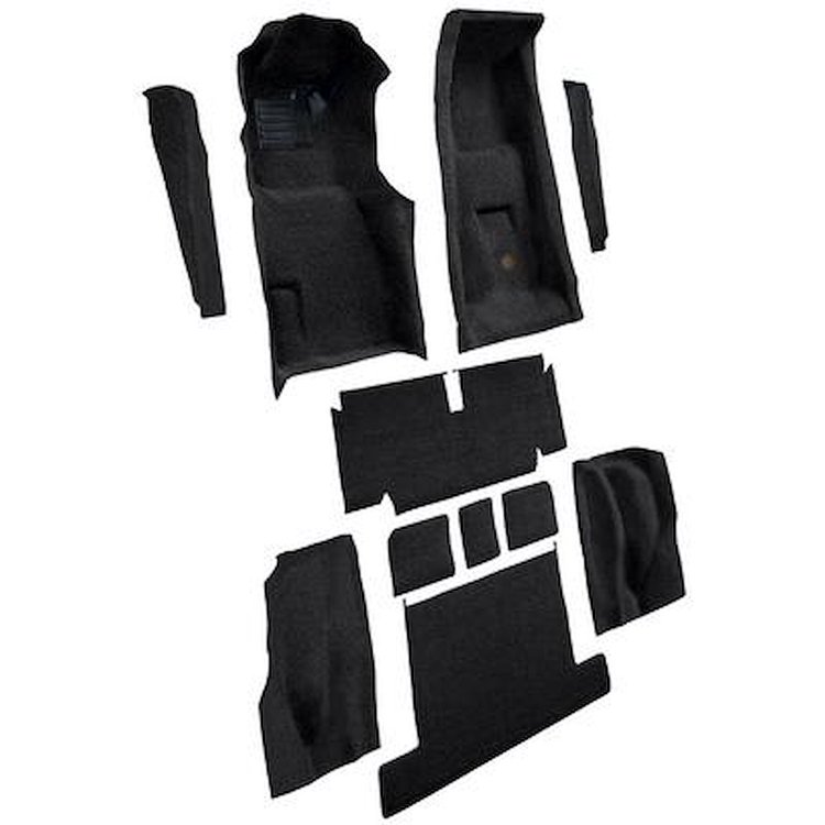 VT1704501 1971-75 Chevrolet Corvette; Coupe; 4-Speed; Complete Molded Carpet Set; w/ Heel Pad; Cutpile; Black