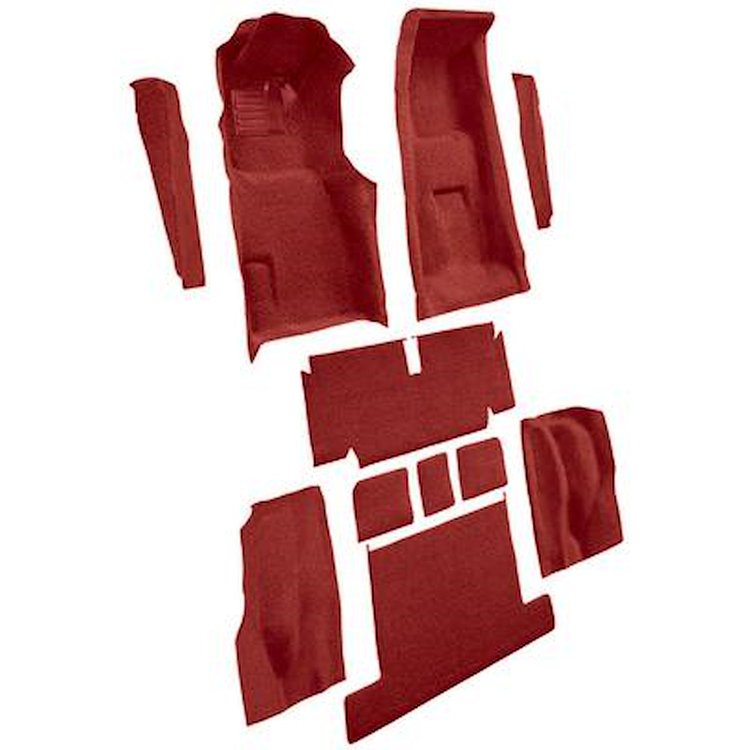 VT1704529 1971-75 Chevrolet Corvette; Coupe; 4-Speed; Complete Molded Carpet Set; w/ Heel Pad; Cutpile; Oxblood