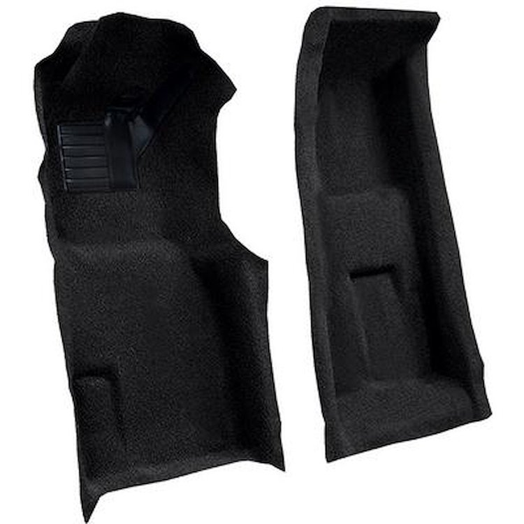VT1704701 1971-75 Chevrolet Corvette; 4-Speed; Front Molded Carpet Set; w/ Heel Pad; Cutpile; Black