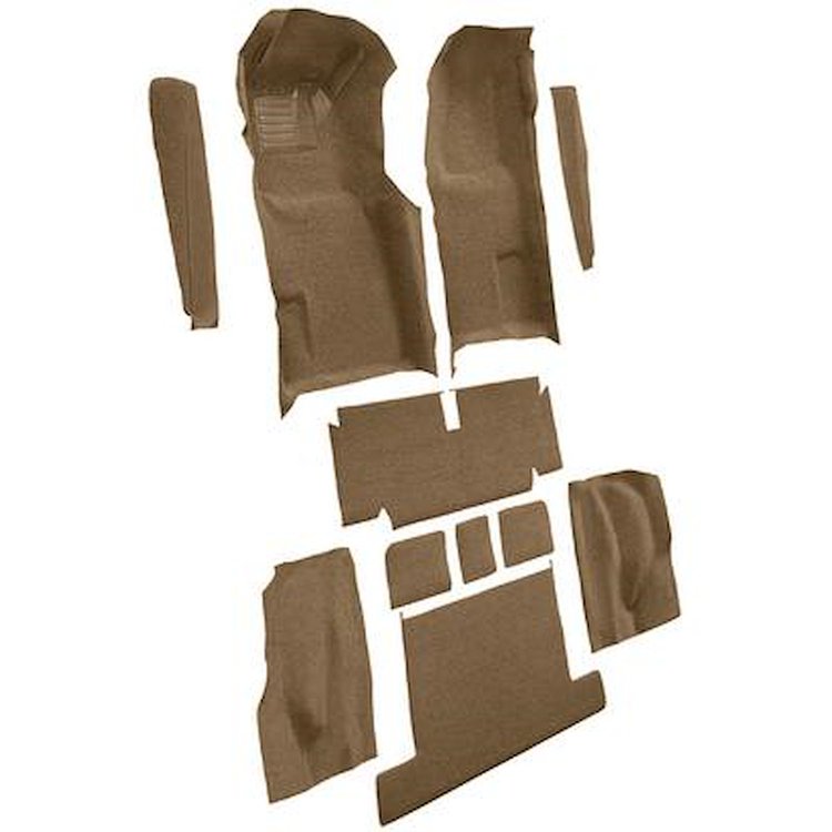 VT1704918 1971-75 Chevrolet Corvette; Coupe; Automatic; Complete Molded Carpet Set; w/ Heel Pad; Cutpile; Dark Saddle
