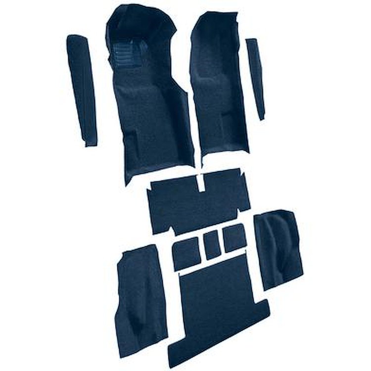 VT1704972 1971-75 Chevrolet Corvette; Coupe; Automatic; Complete Molded Carpet Set; w/ Heel Pad; Cutpile; Royal Blue