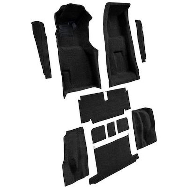 VT1705501 1971-72 Chevrolet Corvette; Roadster; 4-Speed; Complete Molded Carpet Set; w/ Heel Pad; Cutpile; Black