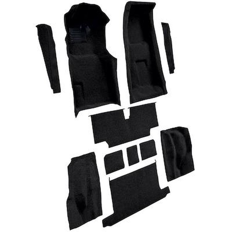 VT1706401 1973-75 Chevrolet Corvette; Roadster; 4-Speed; Complete Molded Carpet Set; w/ Heel Pad; Cutpile; Black