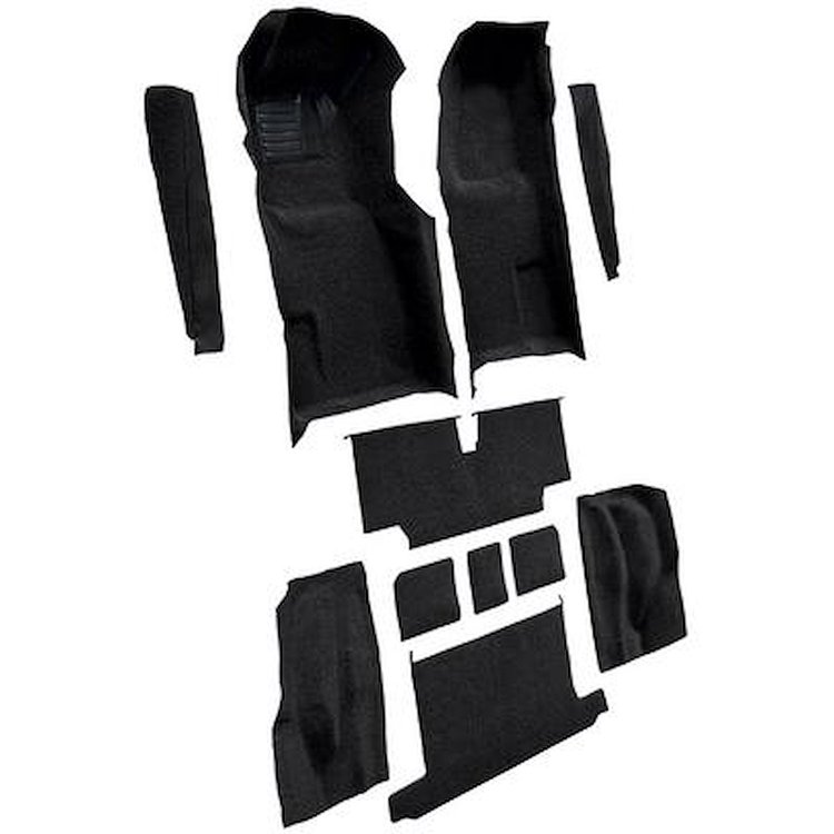VT1706701 1973-75 Chevrolet Corvette; Roadster; Automatic; Complete Molded Carpet Set; w/ Heel Pad; Cutpile; Black