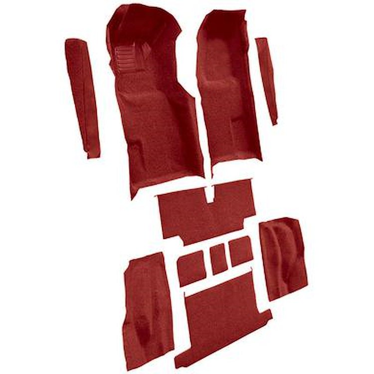VT1706729 1973-75 Chevrolet Corvette; Roadster; Automatic; Complete Molded Carpet Set; w/ Heel Pad; Cutpile; Oxblood