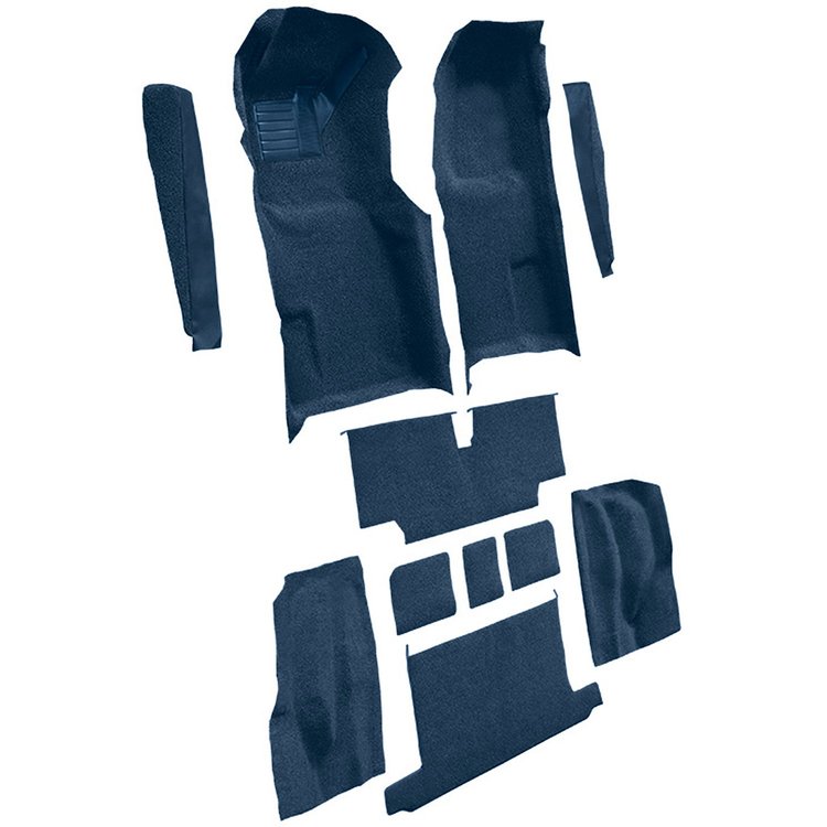 VT1706772 1973-75 Chevrolet Corvette; Roadster; Automatic; Complete Molded Carpet Set; w/ Heel Pad; Cutpile; Royal Blue