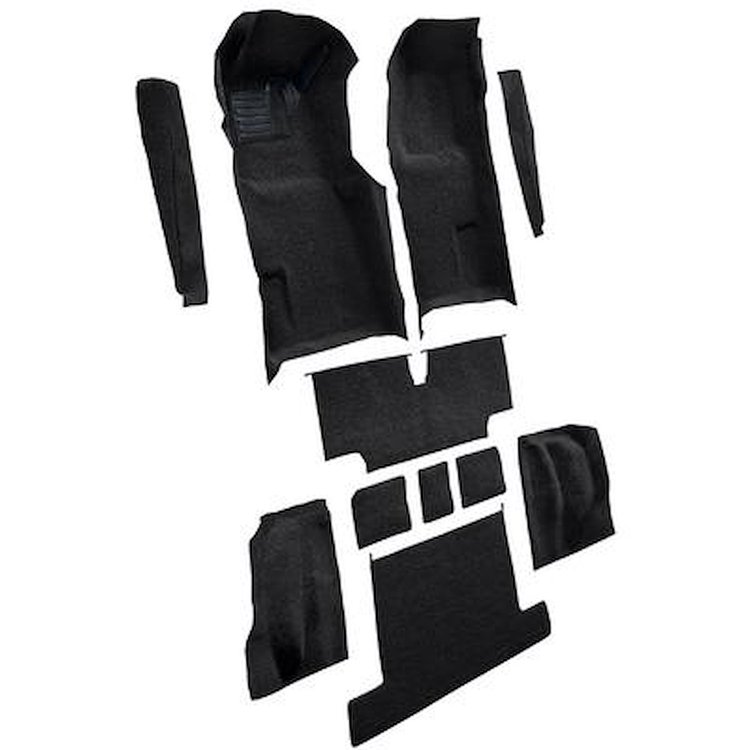 VT1707301 1976 Chevrolet Corvette; Complete Molded Carpet Set; w/ Heel Pad; Cutpile; Black