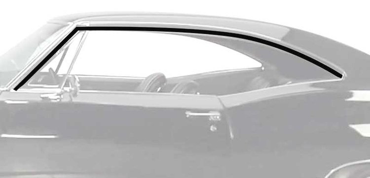 W2347 Roof Rail Weatherstrip Seal 1967-68 Impala, Wildcat, Delta 88;, 2-Door Fastback; Pair