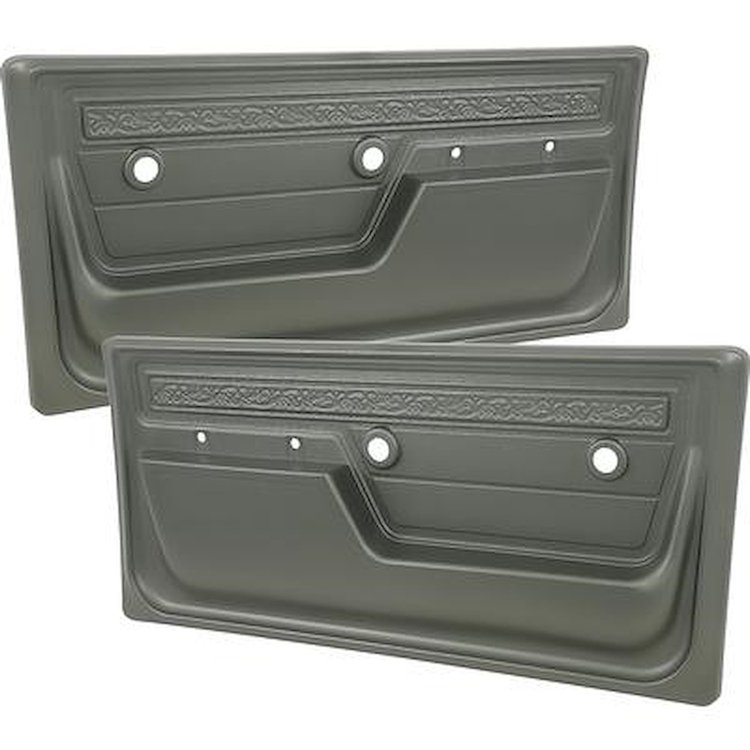 W72413 1972 Chevrolet, GMC Pickup, Blazer/Jimmy, Suburban; Deluxe Interior Door Panels; with Upper Scroll Design; Green; Pair