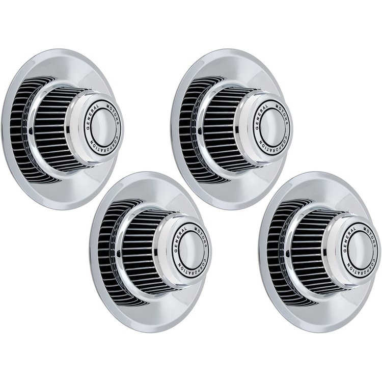 WR10121 1968-81 Rally Wheel Hub Cap, w/ General Motors Corporation, Set of Four