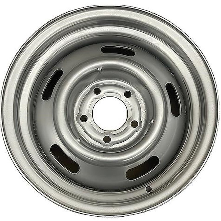 WT5656C Rally Wheel 1968-81 Chevrolet; 15" x 8"; 5x4-3/4" Lug Pattern; 4-1/2" Backspacing; Silver