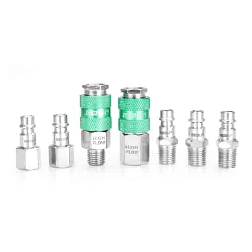 7 Piece High Flow Coupler and Plug Kit 1/4" Body 1/4" NPT