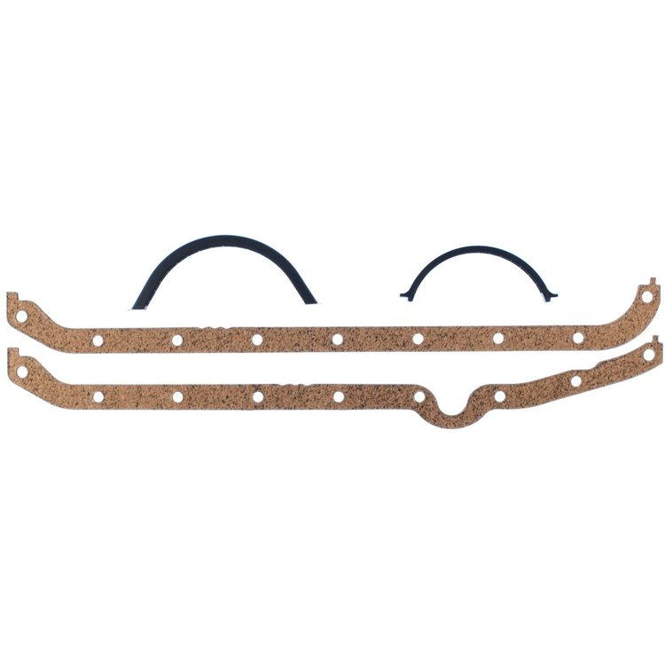 Oil Pan Gasket Set 1970-1986 Small Block Chevy 262/267/305/350/400 in Cork with Metal Carrier