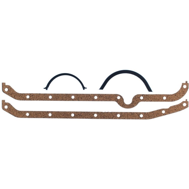 Oil Pan Gasket Set 1980-1985 Small Block Chevy 267/305/350 with Right Hand Dipstick in Cork with Metal Carrier