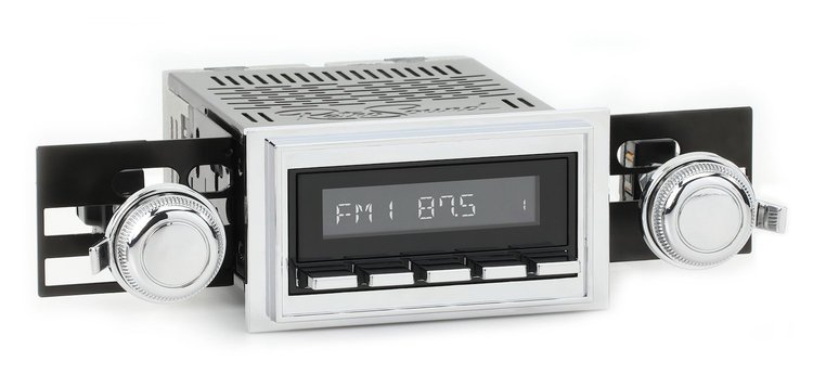 HBC-M2-118-03-73 Motor 2B Radio w/Black Face, Chrome Pushbuttons & Installation Bezel & Knobs Kit, 1968 Oldsmobile 442
