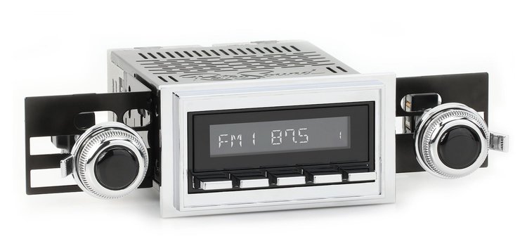 HBC-M2-118-53-73 Motor 2B Radio w/Black Face, Chrome Pushbuttons & Installation Bezel & Knobs Kit, 1968 Chevy Corvette