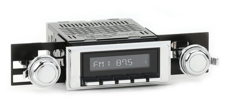 HBC-M2-120-03-73 Motor 2B Radio w/Black Face, Chrome Pushbuttons & Installation Bezel & Knobs Kit, 1965 Chevy Corvair