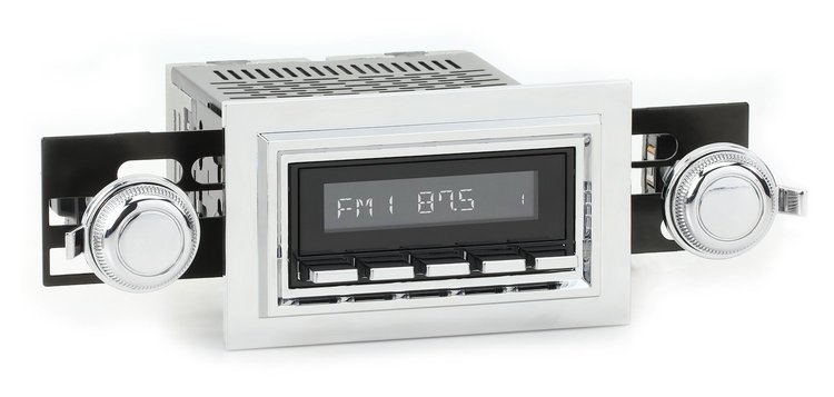 HBC-M2-121-03-73 Motor 2B Radio w/Black Face, Chrome Pushbuttons & Installation Bezel & Knobs Kit, 1970 Buick Riviera