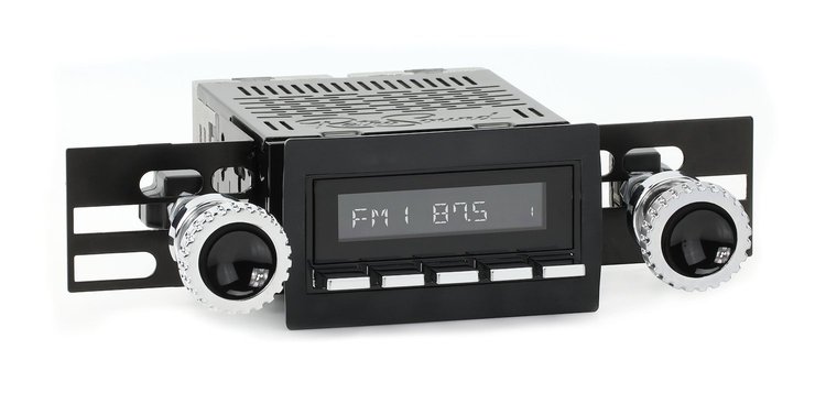 HBC-M2-250-56-76 Motor 2B Radio w/Black Face, Chrome Pushbuttons & Installation Bezel & Knobs Kit, 1960 Chevy C10 Pickup