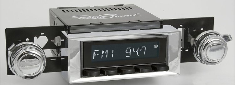 HB-M2-116-117-03-73 Motor 2B Radio w/Black Face & Installation Bezels & Knobs Kit, 1970 Chevy Camaro