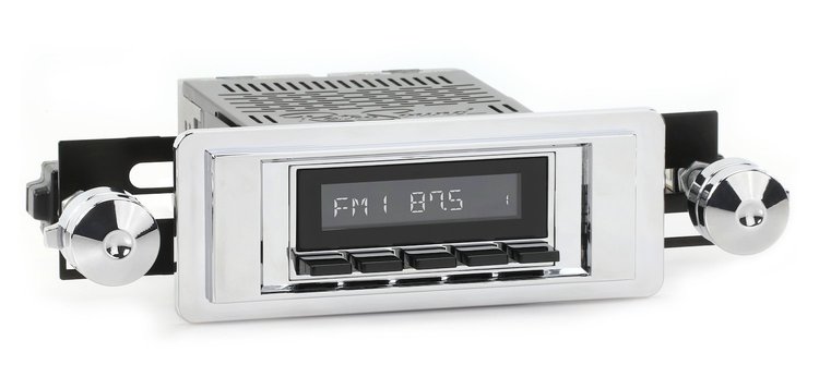 HCB-M2-102-02-72 Motor 2B Radio w/Chrome Face, Black Pushbuttons & Installation Bezel & Knobs Kit, 1955 Chevy Bel Air