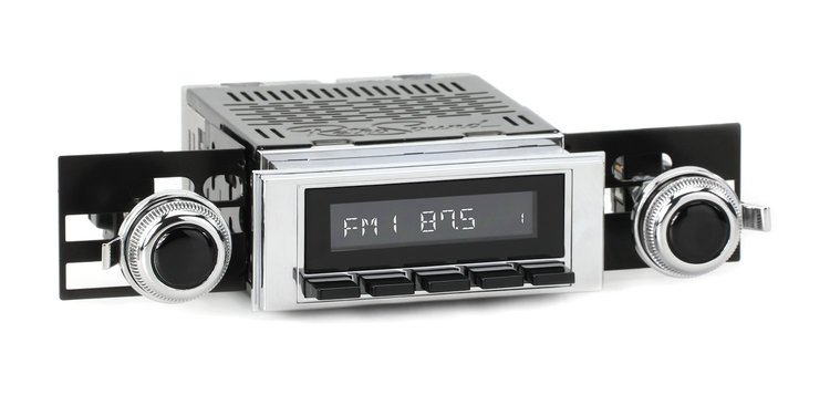 HCB-M2-113-53-73 Motor 2B Radio w/Chrome Face, Black Pushbuttons & Installation Bezel & Knobs Kit, 1969 Pontiac Firebird