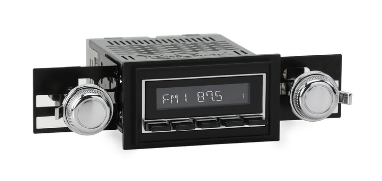 HCB-M2-218-03-73 Motor 2B Radio w/Chrome Face, Black Pushbuttons & Installation Bezel & Knobs Kit, 1968 Oldsmobile 442