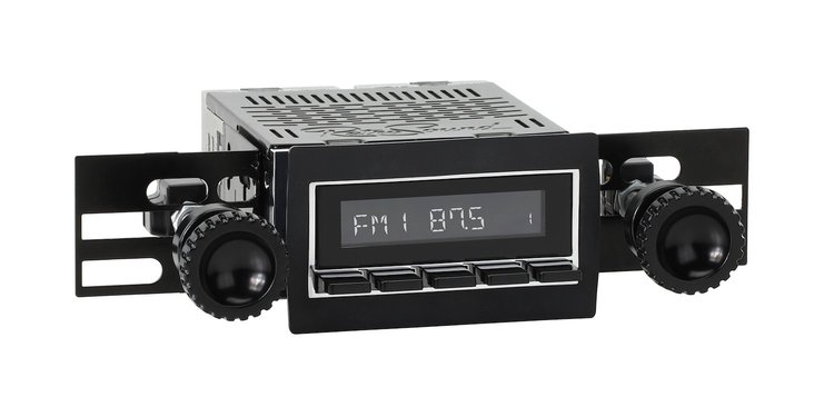 HCB-M2-250-46-96 Motor 2B Radio w/Chrome Face, Black Pushbuttons & Installation Bezel & Knobs Kit, 1960 Chevy C10 Pickup