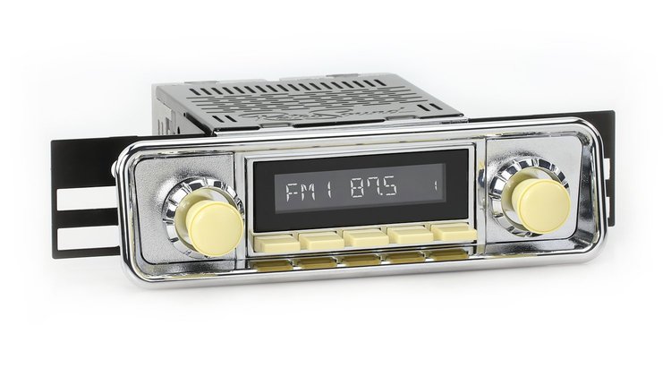 HI-M2-307-68-78 Motor 2B Radio w/Chrome w/Ivory Pushbutton Face & Installation Faceplate & Knobs Kit, 1958 Volkswagen Beetle