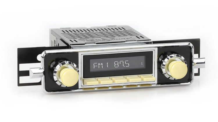 HI-M2-504-68-78 Motor 2B Radio w/Chrome w/Ivory Pushbutton Face & Installation Faceplate & Knobs Kit, 1958 Volkswagen Beetle