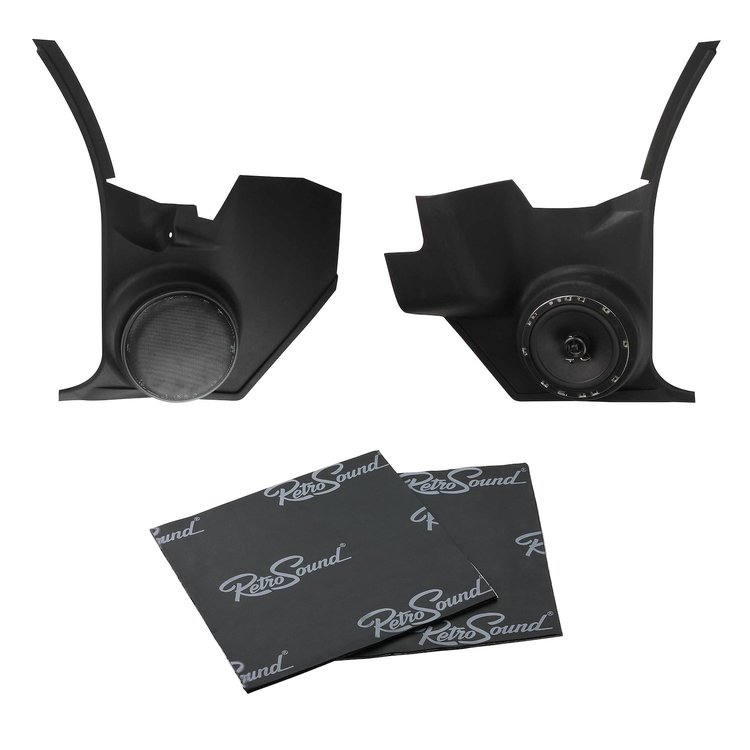 KPC236872A-652-M Kick Panels w/R-652N Speakers & MAT10-SD Sound Dampening for 68-72 Chevelle w/Factory A/C
