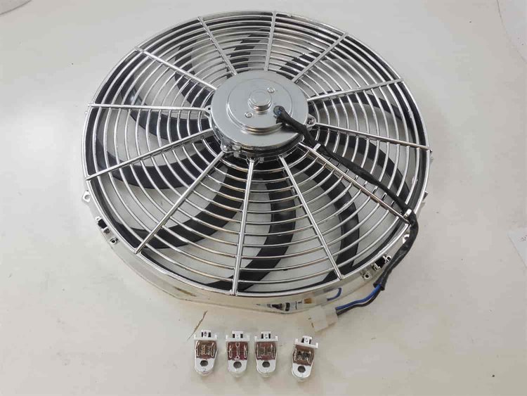 16 UNIV FAN W/ CURVED BLADES HEAVY DUTY CHROME