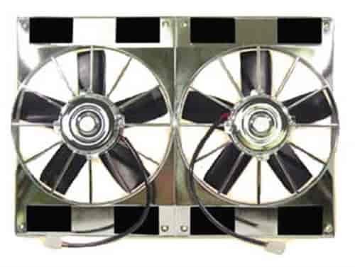 UNIVERSAL DUAL 11 12VOLT FAN 2800CFM - CHROME