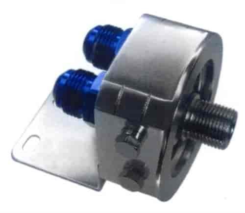 BILLET ALUMINUM OIL FILTER RELOCATION ADAPTOR WTIH TEMP / PRESSURE SENSOR PORTS