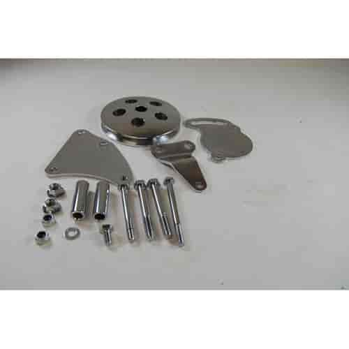 BLACK SB CHEVY TYPE II POWER STEERING BRACKET / PULLEY KIT FIT SWP