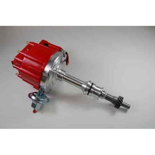 Chrome Aluminum Cleveland 351 HEI Electronic Distributor with 50K Coil - Red Cap