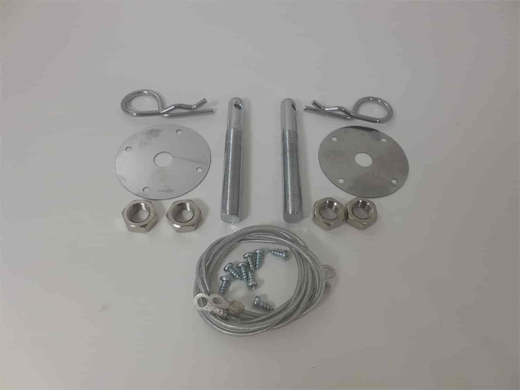 Chrome Hood Pin Clip 3/16" Hair Pin with Lanyards